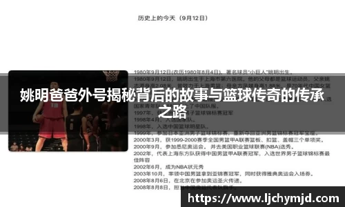 姚明爸爸外号揭秘背后的故事与篮球传奇的传承之路